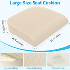 TranquilRelax XLarge Seat Cushion, Memory Foam Cushion for Long Sitting Hours on Office Chair, Home & Car, Non-Slip Chair Pad for Relieving Back & Sciatica & Hip & Coccyx Pain (Khaki)