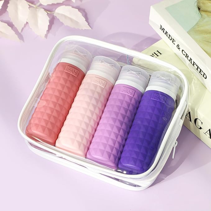 Travel Bottles for Toiletries, TSA Approved Travel Size Containers, Leak Proof Silicone Shampoo Bottles, Small Toiletry Containers with Clear Bag for Shampoo Conditioner Lotion