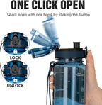 OLDLEY Water Bottle 32oz, Durable and Leakproof Water Bottles Motivational with Time Marker, Tritan, BPA Free, Gym,Travel,Home, School, Office, Gifts for Her, Women Men,Midnight Blue (1 Bottle)