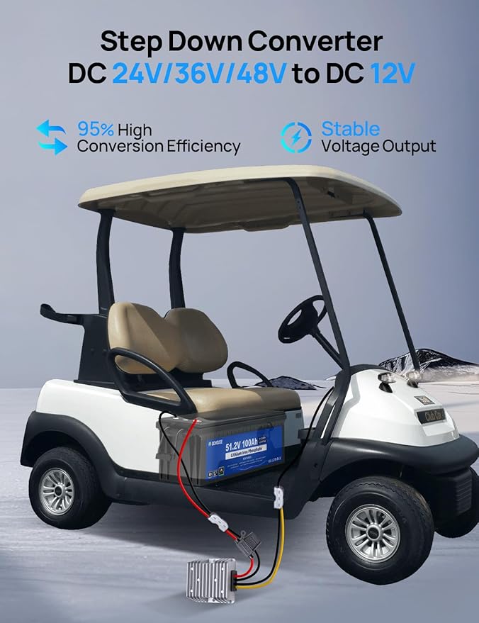 DC House 48V 36V 24V to 12V 20A Buck Converter, 240W DC-DC Step Down Converter, Waterproof Voltage Regulator Transformer with Fuse for Golf Carts & RVs