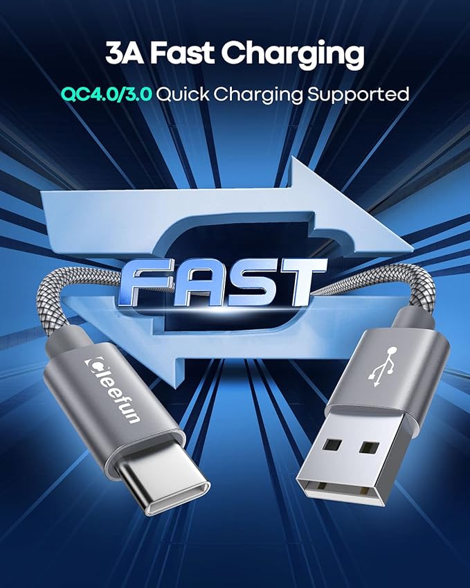 CLEEFUN USB C Cable 6ft, 5-Pack USB A to Type C Charger Cord Fast Charging for iPhone 17 16 15 Pro Max Plus Air 16e, for Samsung Galaxy S25 S24 S23 S22 S21 S20 S10 A17 A16 A15 A56 A55 A26 A35 A36