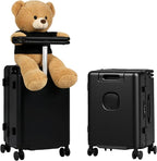 smilesun 20" Adjustable Fence Luggage with Seat, Carry On Suitcase for Kids & Adults, 200lbs Support, 360° Silent Wheels with TSA Lock, Tablet & Cup Holder(Black)