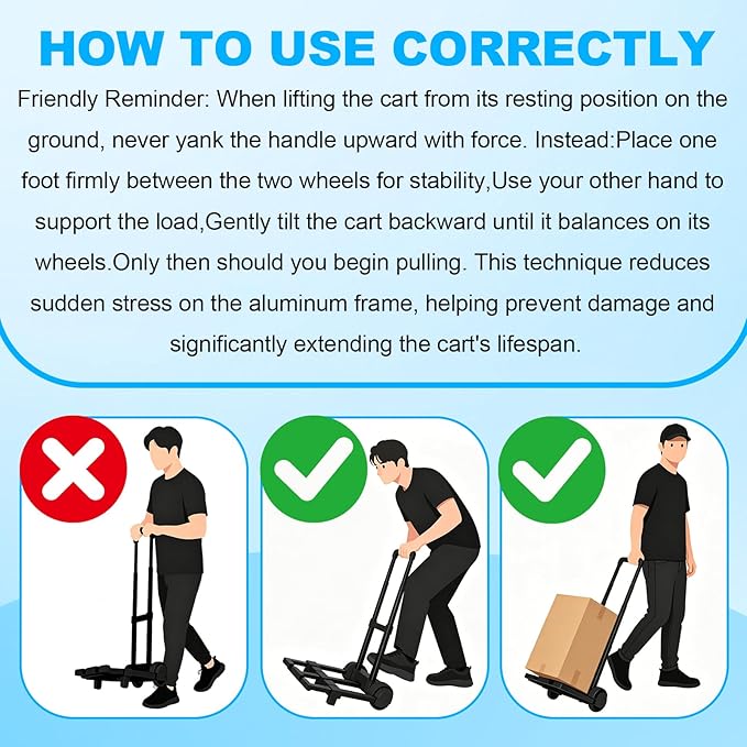 Folding Hand Truck, Foldable Luggage Cart Folding Trolley Dolly with Two Wheels Backpack Trolley with Extendable Chassis Telescopic Rod Utility Cart for Travel Moving Travel Bag, Luggage (Black)
