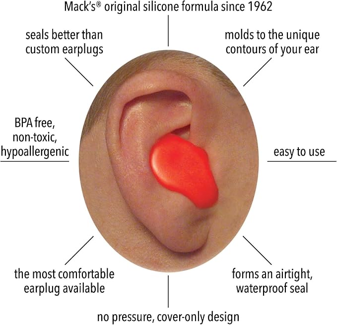 Mack's Silicone Putty Ear Plugs, Kids Size | 6 Pair | Swimming | Travel | Made in USA