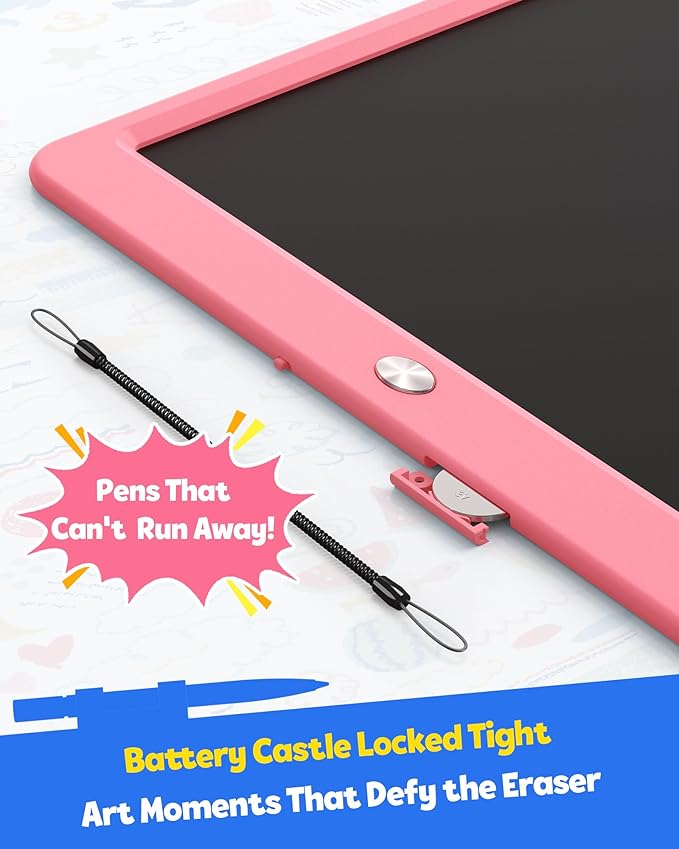 TEKFUN 12 Inch LCD Writing Tablet for Kids, Coloring Drawing Pad, Mess Free Doodle Board, Airplane Travel Toys for Boys and Toddlers, Road Trip Essentials, Gifts for 3 4 5 6 7 8 Year Old Girls(Pink)