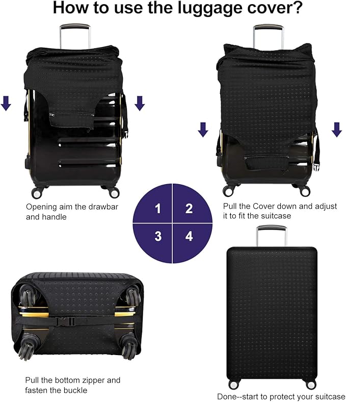 Travel Suitcase Protective Cover 26"-28" Suitcase Protective Cover & High Elastic Spandex Size L