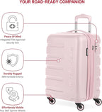 SwissGear 7366 Signature Hardside Expandable Luggage with Spinner Wheels, TSA Lock, Cup-Holder, Pink, Carry-On 19-Inch