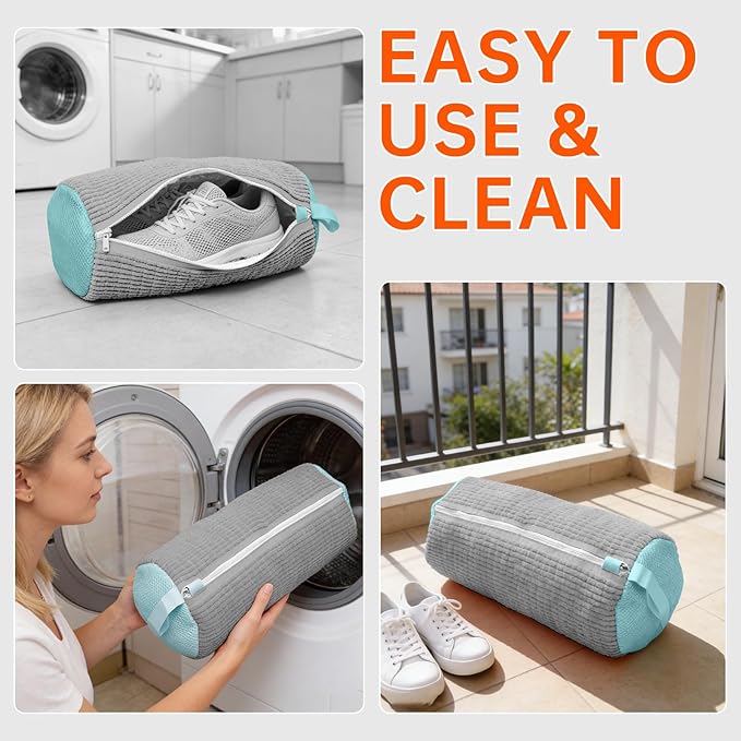 1PCS Shoes Washing Machine Bags, Laundry Shoe Bag for Washer and Dryer, Reusable and Durable Zipper Sneaker Shoe Washing Bag, Tennis Shoes Cleaning Bag for All Shoe Types (Gray)