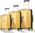 Luggage Sets 3 Piece, Lightweight Expandable PC Hardside Durable Suitcases with Spinner Wheels & TSA Lock, 20/24/28 Inch, Yellow