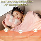 RYOLOY Cat Paw Warm Hand Pillow,with 67 * 39Inch Travel Blanket,3 in 1 Travel Pillow and Blanket Set,for Car Office Camping Essentials(Pink).