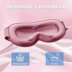 Sleep Eye Mask for Men Women, Sleeping Mask for Side Sleeper, Travel Blackout Night Blindfold Eye Shade Cover with Adjustable Strap (Rose)
