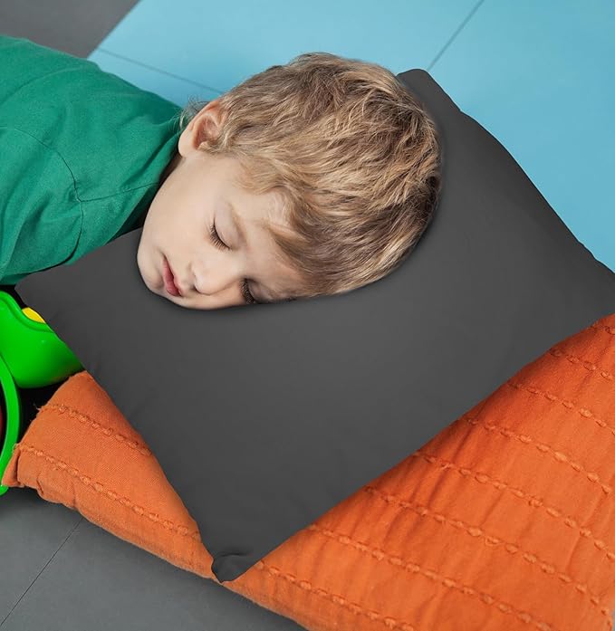 Kigley 12 Pack Mini Pillows for Daycare 9.1 x 13.8'' Small Travel Pillow Bulk Soft Breathable Cotton Pillow for Nap Travel Pet Neck Lumbar Purse Insert(Dark Gray)