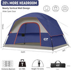 CAMPROS CP Camping Tent 2/4/6 Person, Waterproof Windproof Double Layer Dome Tent, Easy Setup with Large Mesh Windows & Wide Door for Outdoor Camping Backyard