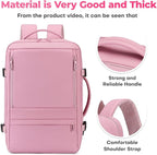 Rcrirth Travel Backpack for Women | Expandable Carry On Backpack with 17.3 Inch Laptop Compartment - Personal Item Travel Bags for Women Nurse Work Bag for Traveling Weekender Business College - Pink