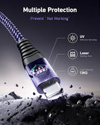 USB to USB C Cable Fast Charging [2 Pack 6FT], USB A to USB C Cable for Car, Durable Braided USB Type C iPhone Charger USBC Cord for iPhone 17/16/15/Pro Max/Plus, Samsung Galaxy S23 and More-Purple