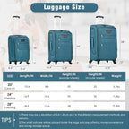 Lightweight Expandable Softside Luggage Sets 3 Piece, Large Capacity Travel Suitcase with Spinner Wheel, TSA Lock, Easy Access Design and Adjustable Telescoping Handle (Green)