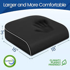 SweetSlubr Seat Cushion for Tailbone Pain Relief, Office Chair Cushion, Memory Foam Large Cushion with Non-Slip Cover for Soft Support at Office Chair, Car Seat, Airplane, Floor Pillow, Black/Large