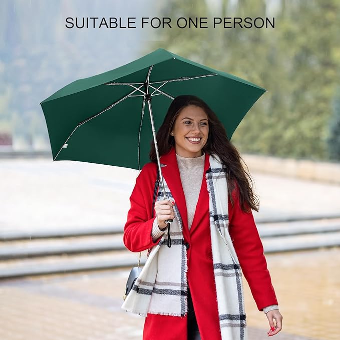 Compact Travel Umbrella for Purse - Flat Handle, Waterproof for Light Rain