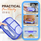 EASYFUN Bento Lunch Box Set Bento Box, 4-Compartment Lunch Containers,High Capacity Lunch Tote Bags for Work, Travel, Outdoor (Blue)