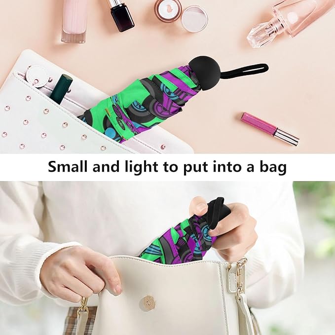 Cowboy Boots Pattern Umbrellas for Rain Windproof Small Folding Compact Mini Travel Umbrella for Purse Lightweight Portable Pocket for Women