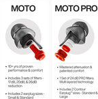 EARPEACE Moto PRO - Motorcycle Ear Plugs - Reusable Earplugs for Wind Noise Protection with High Fidelity Filter - Noise Canceling up to 24dB - Motorcycle Accessories - Includes Filter Set and Case