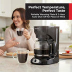 Mueller 12-Cup Drip Coffee Maker - Borosilicate Carafe, Auto-Off, Reusable Filter, Anti-Drip, Keep-Warm Function, Clear Water Level Window Coffee Machine, Kitchen Essentials & Accessories