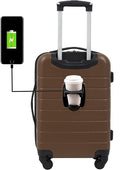 Wrangler Smart Spinner Hardside Luggage, 22-Inch Carry-On, Toffee