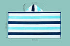 COTTON CRAFT Hooded Beach Towel - Oversized XXL 35x84 Towel with Hood for Adults - The Big Kahuna 7 Foot Beach Blanket Towel - Big & Tall Soft 100% Cotton Velour - Pool Bath Wrap - Cabana Stripe Blue