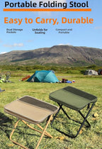 Portable Folding Camping Stool with Shoulder Strap, Suitable for Hiking, Fishing, picnics (Black-A)