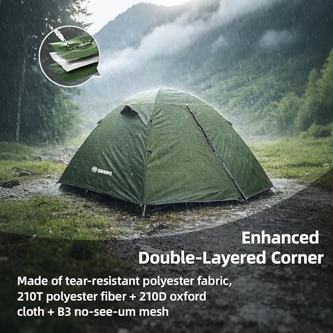 Backpacking Tent for Camping 2/3/4 Person Hiking Ultralight Tent for Waterproof Windproof Outdoor Tents Easy Setup Two Doors Double Layer Lightweight Instant Tents