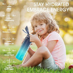 Sahara Sailor Water Bottle, 32/25/17oz Durable and Leakproof Water Bottles Motivational with Time Marker, Tritan, BPA Free, Wide Mouth with Easy Clean Brush for Gym, Travel, School, Office (1 Bottle)