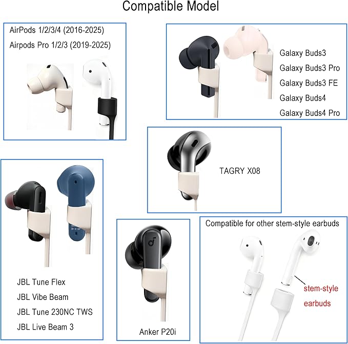 Magnetic Anti-Lost Straps for AirPods,Colorful Soft Silicone Sports Lanyard, Neck Rope Cord