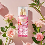 Rose Bath and Body Gift Set for Mom, 4-Piece Set Collection, Shower Gel, Body Lotion, Body Mist, Exfoliating Scrub, Personal Portable Body Care Travel Set, Gift for Mom, Wife, or Grandma