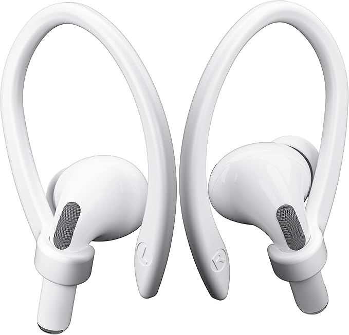 2 Pairs [Middle & Large] Ear Hooks Compatible with AirPods Pro 3, 2, Pro, AirPods 4, 3, 2 & 1, Upgraded Anti Slip Sports Clip Hooks for AirPods 1, 2, 3, 4,Pro, Pro 2 – White