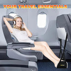 2-Pack Upgraded Airplane Foot Hammock with Removable Base & Memory Foam - Wide Hardboard Support No-Collapse Foot Rest for Long Flights, Office, Travel - Thickened Design Travel Essentials
