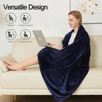 Travel Blanket Pillow, Premium 2 in 1 Flannel Airplane Blanket Compact for Travel,Office, Home,Travel Essentials Accessories for Plane and Car,Compact Office Blanket (Blue)