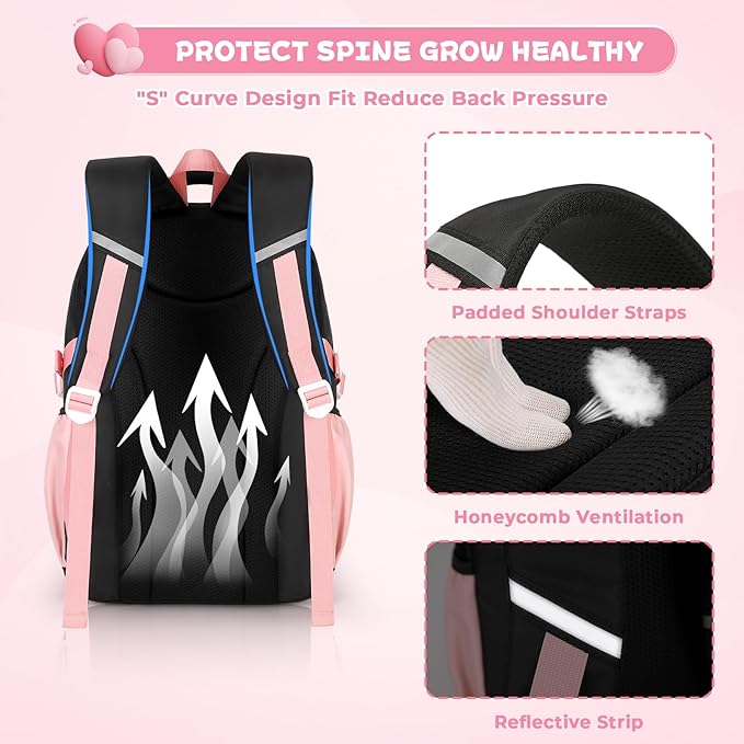 MOONBABY Girls Backpack, Kids Backpack for Girls, School bag for Primary Elementary Teenage, Middle School Students Bookbag