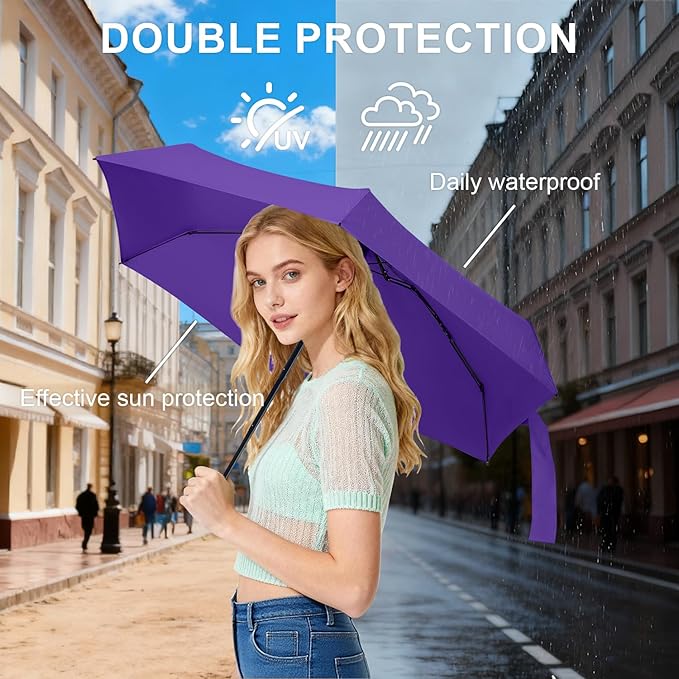 Compact Travel Umbrella with Case - Mini Umbrella for Purse, Small Lightweight &Tiny Design Perfect for Parasol Outdoor Sun&Rain Umbrellas