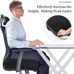 MABOZOO Extra Thick Chair Cushions,Office Chair Booster Seat Cushion to Raise Seat Height for Pain Relief, Non Slip Memory Foam Thick Cushion with Carry Handle (Black, 18 * 14 * 6)