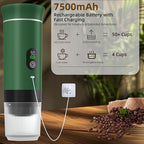 Portable Coffee Maker for Travel & Camping, Portable Espresso Maker with Bag, Rechargeable Cordless Battery Operated Coffee Makers for Ground Coffee, NS Capsule RV, Hiking, Office(Green)