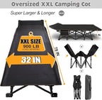 ABORON XXL Camping Cot with 2in Memory Foam Mattress, 900LBS Heavy Duty Sleeping Cot for Adults, Extra Wide Sleeping Cot, 1200D Double Layer Oxford Cot for Camping, Guest, Office Nap