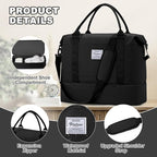 Travel Duffel Bag, Sports Tote Gym Bag, Shoulder Weekender Overnight Bag for Women