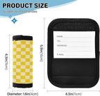 2Pcs Luggage Handle Wrap Suitcase Identifier Handle Covers Tags Soft Travel Bags Luggage Handle Gripper Accessories for Airplane Flying Checkered Yellow