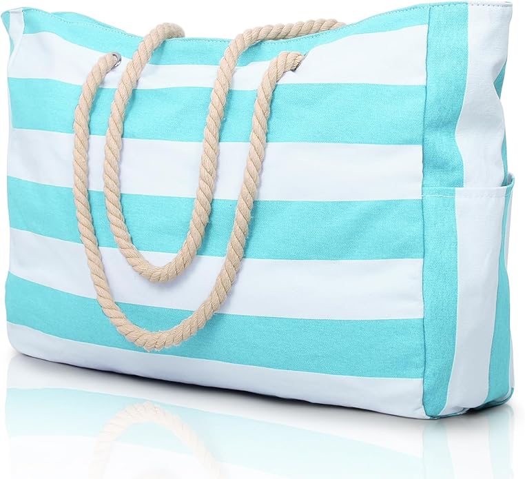 Becokan Beach Bags for Women Large Waterproof Beach Tote Bag Zipper Beach Bags Waterproof Sandproof Swim Pool Bag Large Tote