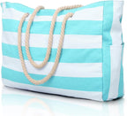 Becokan Beach Bags for Women Large Waterproof Beach Tote Bag Zipper Beach Bags Waterproof Sandproof Swim Pool Bag Large Tote