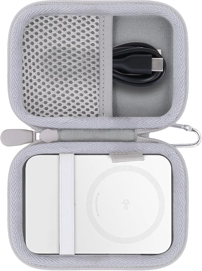 khanka for Anker Nano Power Bank Ultra-Slim 5,000Mah & Maggo Power Bank 10K Case,Compatible with Anker A1665/A1664 Slim Magnetic Charger,Protective Carrying Case Only (White)