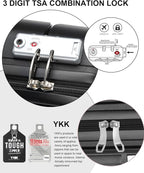 Somago 28 Inch Luggage With Spinner Wheels Hard Shell Polypropylene Suitcase with TSA Lock and YKK Zipper,Classic Black