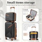 4 Piece Luggage Set, Hardside Expandable Lightweight Suitcase with 360° Mute Spinner Wheels Luggage Sets, TSA Lock, 14/20/24/28 Inch Travel Luggage for Men, Women and Girls (Black)