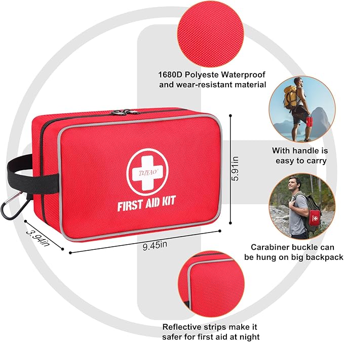 330 Piece First Aid Kit, Premium Waterproof Compact Trauma Medical Kits for Any Emergencies, Ideal for Home, Car, Travel, Camping, Hiking, Truck, Office, Sports (Medium)