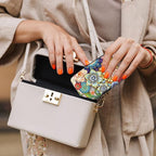 Credit Card Holder, Mini Aluminum Card Wallet RFID Blocking Slim Metal Hard Card Case for Women Men, Mandala Flower